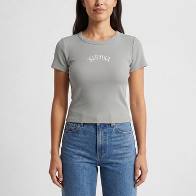  UCF Knights Uscape Apparel Women's Upside Down Embroidery Ribbed Cropped T-Shirt - Gray